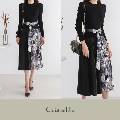 [국내배송]  CHRISTIA* DIO* 24SS  RIBBED ROUND KNIT DRESS