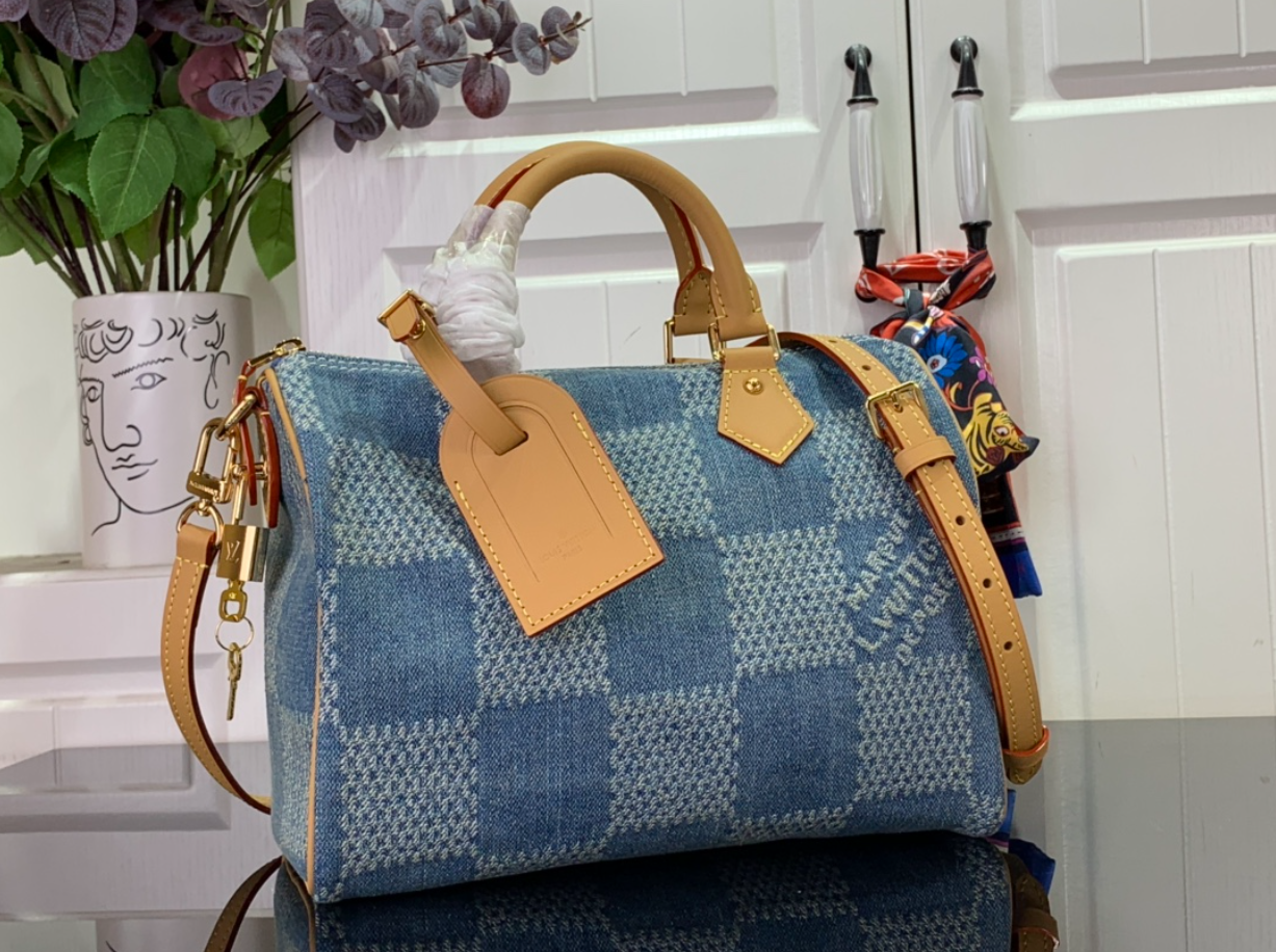 [해외배송] 루이비*  【Speedy 25 Handbag】N40700 블루 (데님 체크/남성용)