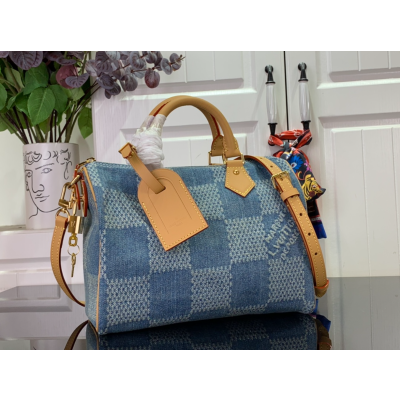 [해외배송] 루이비*  【Speedy 25 Handbag】N40700 블루 (데님 체크/남성용)